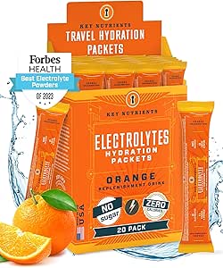 KEY NETRIENSER Elektrolyter Powder Packets 20 Pack - No Sugar, Delicious Tangy Orange, Hydration Packets med Electrolyte Powder til genopfriskning Electrolyte Drink Mix Packets - Zero Calories