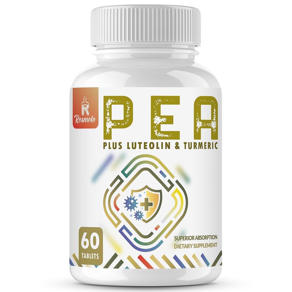 1500 MG Palmitoylethanolamid med Luteolin 98% & Gurkemeje, Høj Absorption, Mikroniseret Pea supplement til discomfort Management- USA Made - 60 tabletter