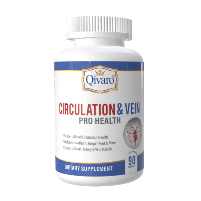 Circulation & Vein Pro Supplement - Indeholder Niacin, L- Arginin, Ingefær, Cayenne Pepper, Hawthorn & Diosmin - 90 kapsler