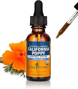 Herb Pharm Certified Organic California Poppy Liquid Extract til Calming Nervesystemet Support - 1 Ounce