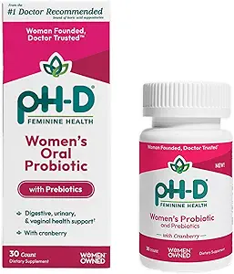 pH- D Feminin Health Support - Women 's Health Probiotic with Prebiotic Blend, Cranberry Fruit Extract - Oral Supplement - 30 Greve