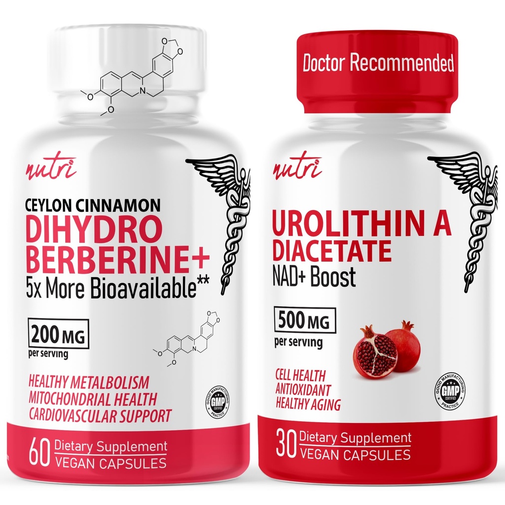 Naturens Fusioner Nutri Dihydroberberine (60 kapsler) & Urolithin A Diacetat 500mg Energy Booster supplement
