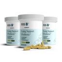 resbiotisk resB Lung Support Probiotisk supplement - Lung sundhed supplement til rygere, Gut sundhed, immunforsvar, respiratorisk pleje, hellig basilikum, gurkemeje, klinisk Trialed - 180 kapsler (3 flasker)