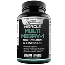 MEGAV-1 Multi- Vitamin, Superfood & Minerals - Daglig Multivitamin med Probiotika, fordøjelsesenzymer, Mushroom Complex for Heart Health, Immunsupport, Energy & Stamina - 90 tabletter