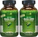 Irwin Naturals Biotin- 6000- 60 Flydende Soft- Gels, pakke af 2 - understøtter styrke & beskyttelse for hår & negle - med Avocado olie, kokosolie, Lutein & Zeaxanthin - 60 Total Servering