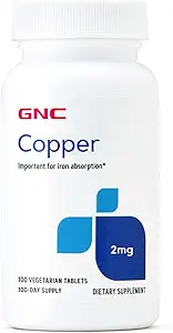GNC kobber 2 mg, vigtigt for jernabsorption, 100 tal