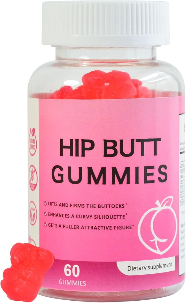 Hip Butt Enhancer Gummies for Butt Growth and HIPS, Booty Gummies for Bigger Butt Fast, Booty Curvy Body Gummies Weight Gainer for Women Workout Enhancement