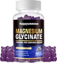 Magnesium Glycinate Gummies 1000mg - Sugar Free Magnesium Kalium Supplement med D-vitamin, B6, CoQ10 for Calm Mood & Sleep Support - 60 Blueberry Gummies