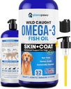 Omega 3 Fiskeolie til hunde - bedre end lakseolie - Hundefiskeolie supplement til at reducere afføring & klø - Understøtter joints, hjerne og hjerte sundhed - Hud og coat supplement - Flydende fiskeolie