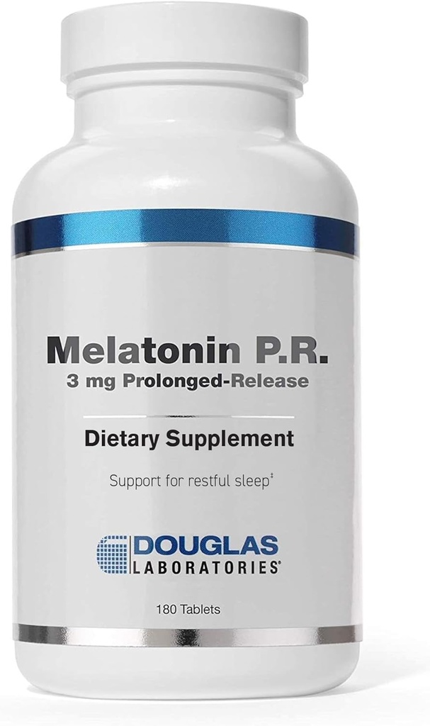 Douglas Laboratories Melatonin Langvarig frigivelse - 3 mg Melatonin - Sleep Support - for Hormone Balance, Afslapning, Antioxidanter & Immunsystem * - 180 tabletter