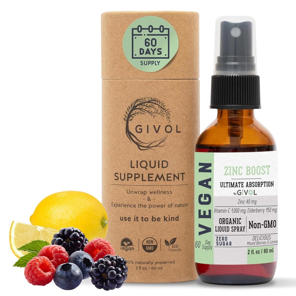 Organic ZINC Boost Mist 40 mg (Extra Strength) - Sugar Free with Vit C and Elderberry Extract - Vegansk flydende spray til børn og voksne - Easy Absorption - Non- GMO - (60 ml) 60 dages forsyning