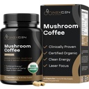 100% Økologiske champignon kaffekapsler - Natural Energy Supplement med 130mg koffein fra klinisk proven Patenteret Green Coffee Bean & Guayusa Ekstrakter til Jitter- Free Energy & Focus (30 Servere)