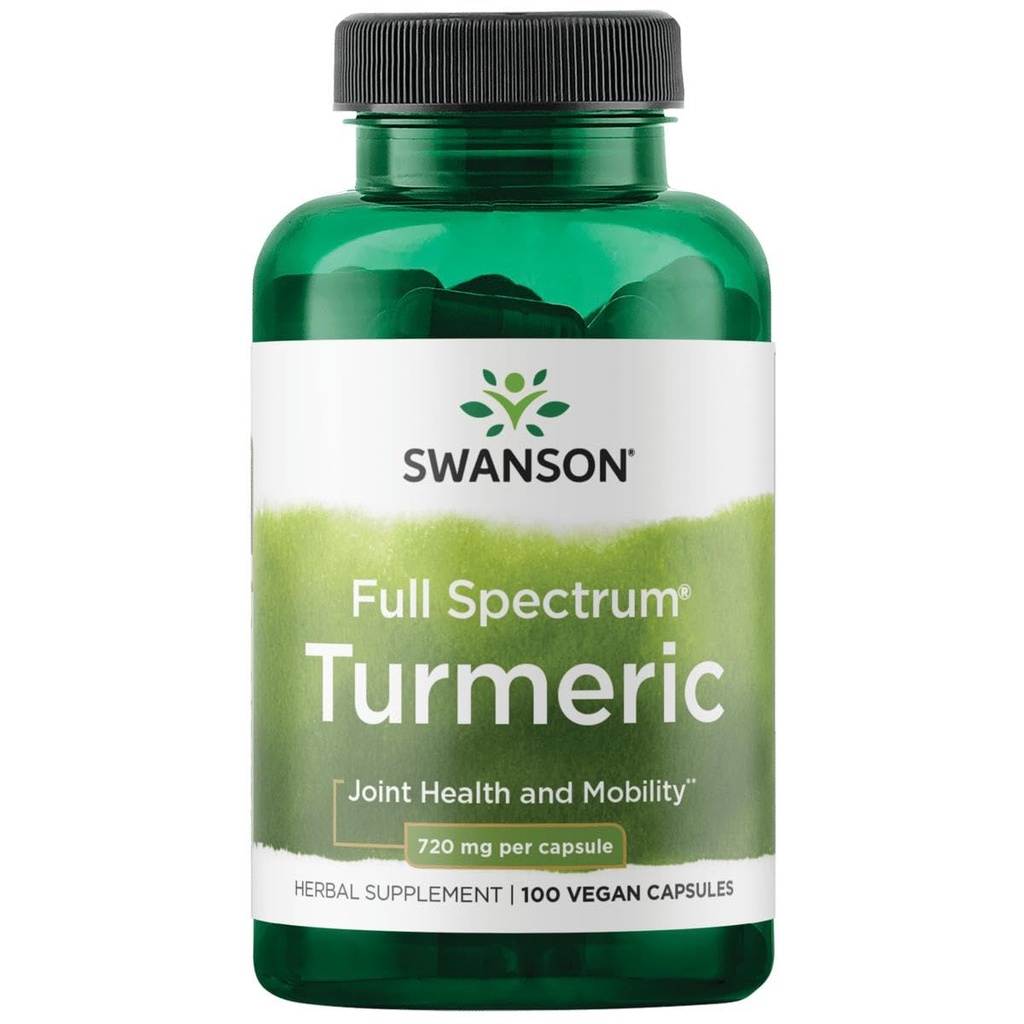 Swanson Full Spectrum Gurmeric - Herbal supplement støtte fælles sundhed og mobilitet - Naturlig formel støtte fordøjelsessygdomme - (100 kapsler, 720mg Hver)