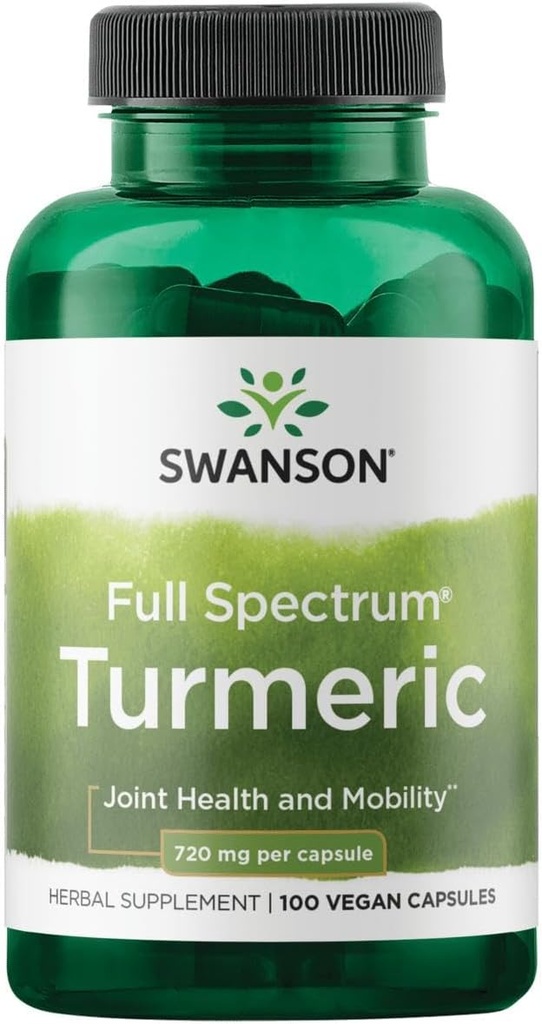 Swanson Full Spectrum Gurmeric - Herbal supplement støtte fælles sundhed og mobilitet - Naturlig formel støtte fordøjelsessygdomme - (100 kapsler, 720mg Hver)