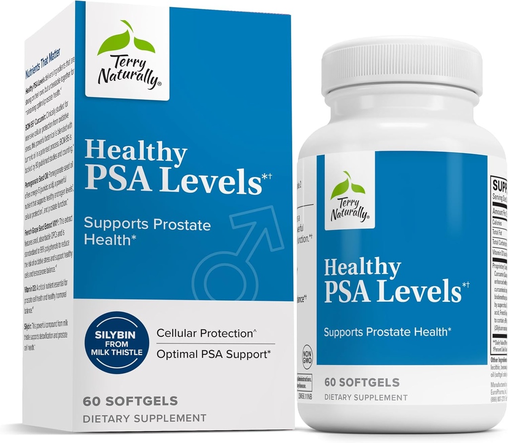 Terry naturligt sunde PSA niveauer - Kosttilskud for sund prostata & Hormone Balance Support - Urtetilskud med Curcumin, gurkemeje Essential Oil & Grape Seed Extract - 60 Softgel