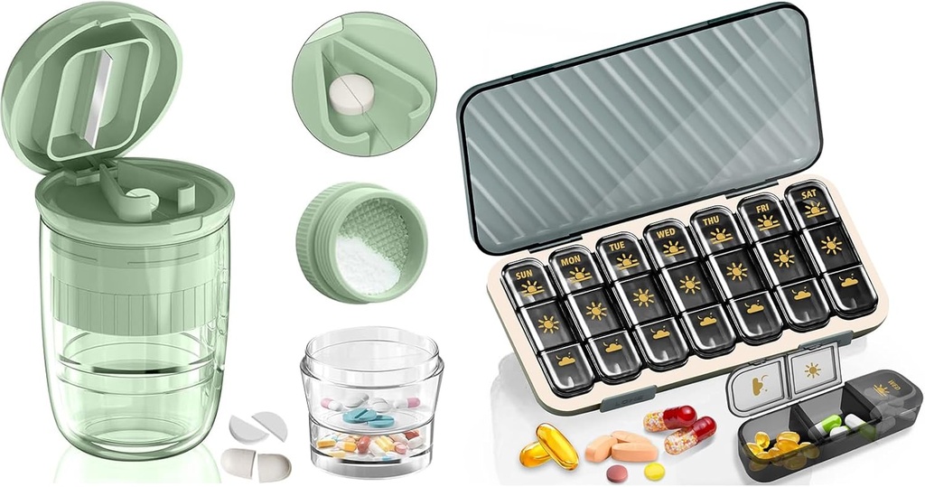 Pill Organizer 3 gange om dagen - GloDeals Weekly Pill Organizer 3 gange om dagen, Stor Pill Box 7 dag Medicine Organizer Pill Case, Pill Container Holder, Daily Pill Box 3 gange om dagen, for Vitamin, Hvid