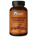 Vitamin World Kanel Kompleks med krom, 1000 mg kanel Kosttilskud med høj potens Chrom for sund metabolisme & antioxidant Protection, 120 kapsler, 2 måneders forsyning, Gluten Free