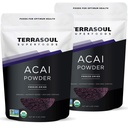Terrasoul Superfoods Organic Acai Berry Powder, 4 Oz (Pack of 2), Freeze- Tørret for Friskhed, Omega Fats Boost for Smoothie Bowls, og Antioxidant- Packed Superfoods Opskrifter