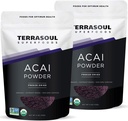 Terrasoul Superfoods Organic Acai Berry Powder, 4 Oz (Pack of 2), Freeze- Tørret for Friskhed, Omega Fats Boost for Smoothie Bowls, og Antioxidant- Packed Superfoods Opskrifter