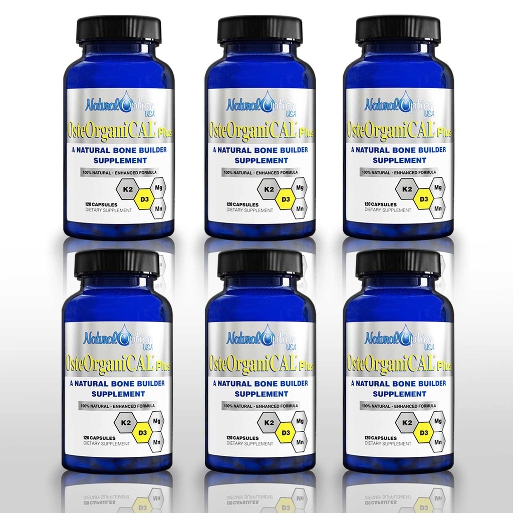 Plus - Organic Plant Base Kilde til Calciumtilskud med vitamin D3, k2, Magnesium Glycinat og Mangan (720 Greve) Pakke med 6