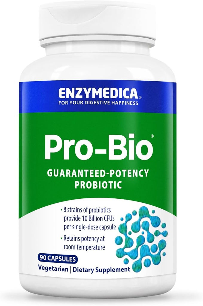 Enzymedica, Pro- Bio, Hylde Stabil, Stomach- syre resistent Probiotisk for sund fordøjelse, 10 Millioner CFU, 90 Greve