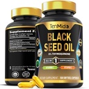Black Seed Oil Capsules Supplement - 4in1 Formel - Kombiner med C-vitamin, E-vitamin - fordøjelsessygdomme, immunforsvar - Rig i ernæring - 150 Softgel kapsler