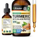 BIO KRAUTER Gurkemeje Supplement Tinktur - 1200 mg gurkemeje med sort peber ekstrakt - Alkohol og sukker fri - Vegansk dråber 2 Fl.Oz.