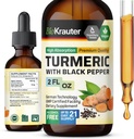 BIO KRAUTER Gurkemeje Supplement Tinktur - 1200 mg gurkemeje med sort peber ekstrakt - Alkohol og sukker fri - Vegansk dråber 2 Fl.Oz.