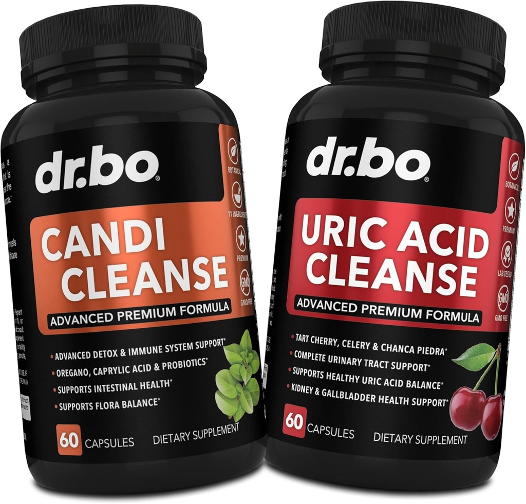 DR. BO Candi Uric Acid Cleanse Support - Oregano & Nyre Herbal Kosttilskud til kvinder & mænd - Ekstra styrke Uric Flush Rensning Kapsler & Oral ControlProbiotic Complex Cleanser