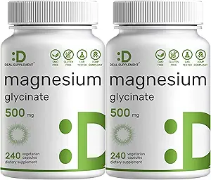 2 Pack Magnesium Glycinat 500 mg, 480 Veggie Kapsler