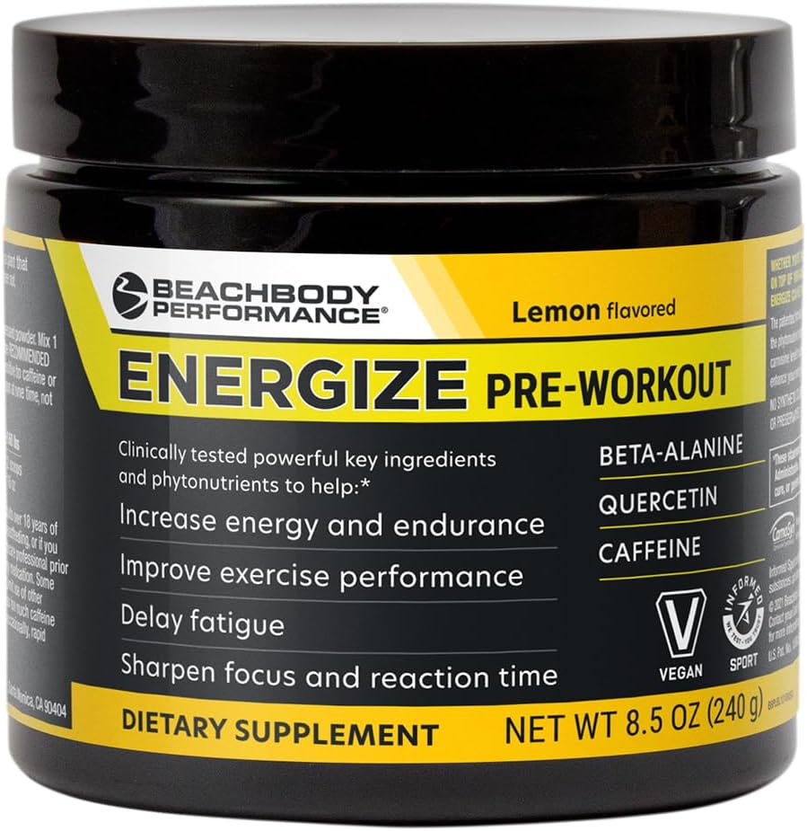 BODi Energize Pre Workout Powder - Beta- Alanine, Quercetin & Low- Dosis Coffein Formel for forbedret energi & fokus, øge energi & udholdenhed supplement, Lemon Flavored, 40 Serveringer