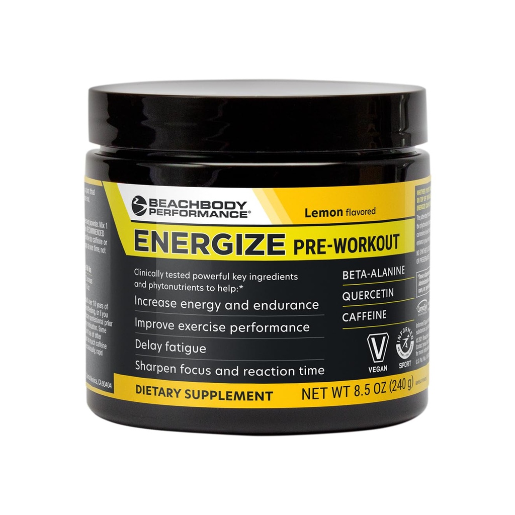 BODi Energize Pre Workout Powder - Beta- Alanine, Quercetin & Low- Dosis Coffein Formel for forbedret energi & fokus, øge energi & udholdenhed supplement, Lemon Flavored, 40 Serveringer