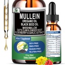 16- in-1 Organic Mullein Drops for Lungs Mea124; Mullein Leaf Extract w / Oil of Oregano with Black Seed Oil Mea124; Non- GMO & Gluten Free Respiratory Health Liquid Drops Mea124; Mullein Supplement Cleanse for Rygere