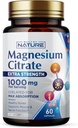 Magnesium Citrate 1000mg - Max Absorption & High Potency Magnesium Complex supplement til hjerte, muskel, nerve, ben sundhed & stress Relief - Non-GMO, glutenfri - 60 Vegankapsler