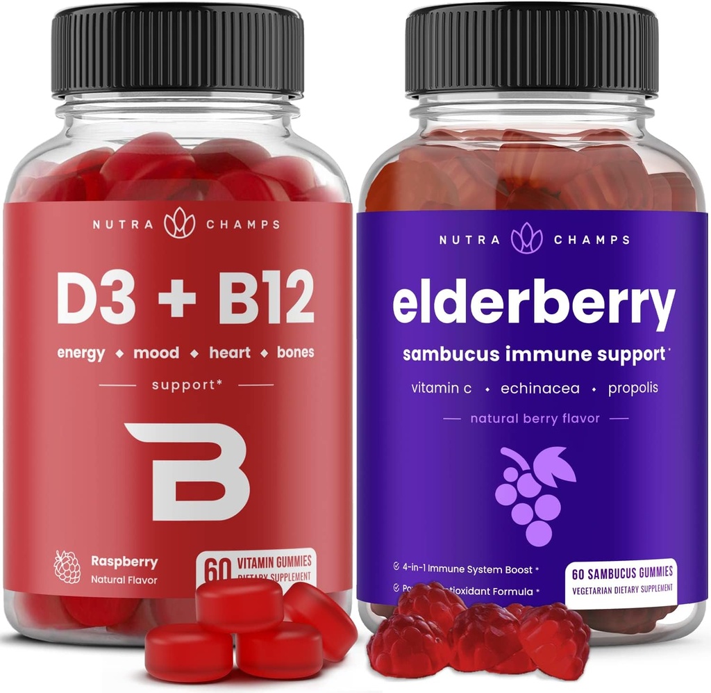 NutraChamps Vitamin B12 Gummies og Elderberry Gummies Bundle