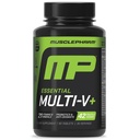 Muscle Pharm Essentials Multi- V +, The Atlete 's Multi- Vitamin, Forbedret energi, Performance & immunforsvar, Daglig Multivitamin for mænd og kvinder med mineraler Plus Probiotika, 90 tabletter, 30 Servering