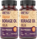 DEVA Vegan Vitamin, Borage Oil 500mg, Kilde til Omega- 6 Fedtsyrer GLA (Gamma linolensyre), Cold- Pressed & Uraffineret, 90 tabletter (pakke med 2)