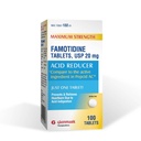 Glenmark Maximum Strength Famotidine Tablets, 20 mg, Acid Reducer for Heartburn Relief, 100 Greve