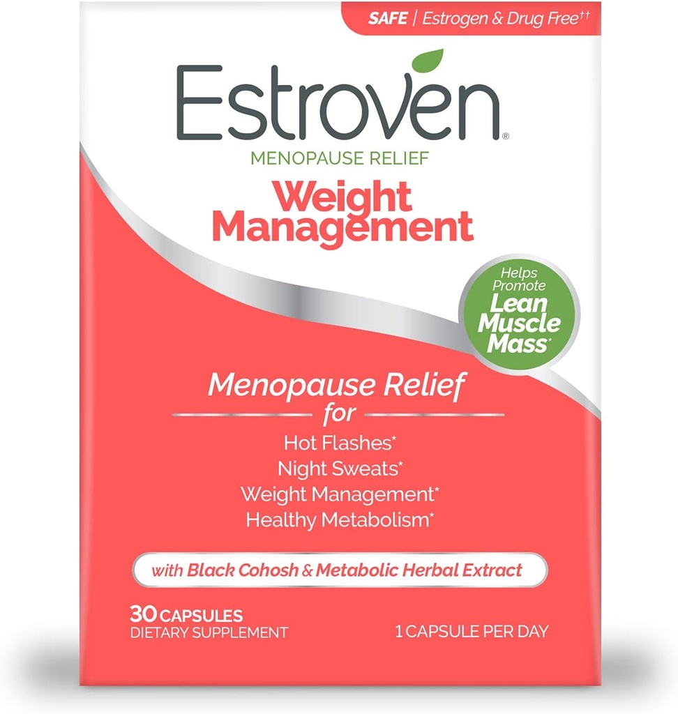 Estroven Menopause Relief Weight Management 60 & 30 Greve Klinisk bevist Håndtering Vægt Hedeture Nat Sved