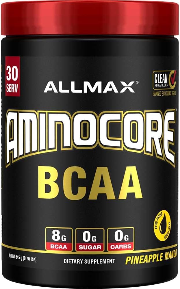 ALLMAX Nutrition AMINOCORE BCAA Powder, 8.18 Bedste Aminosyrer, Intra og Post Workout Inddrivelse Drik, Gluten Free, Ananas Mango, 315 g