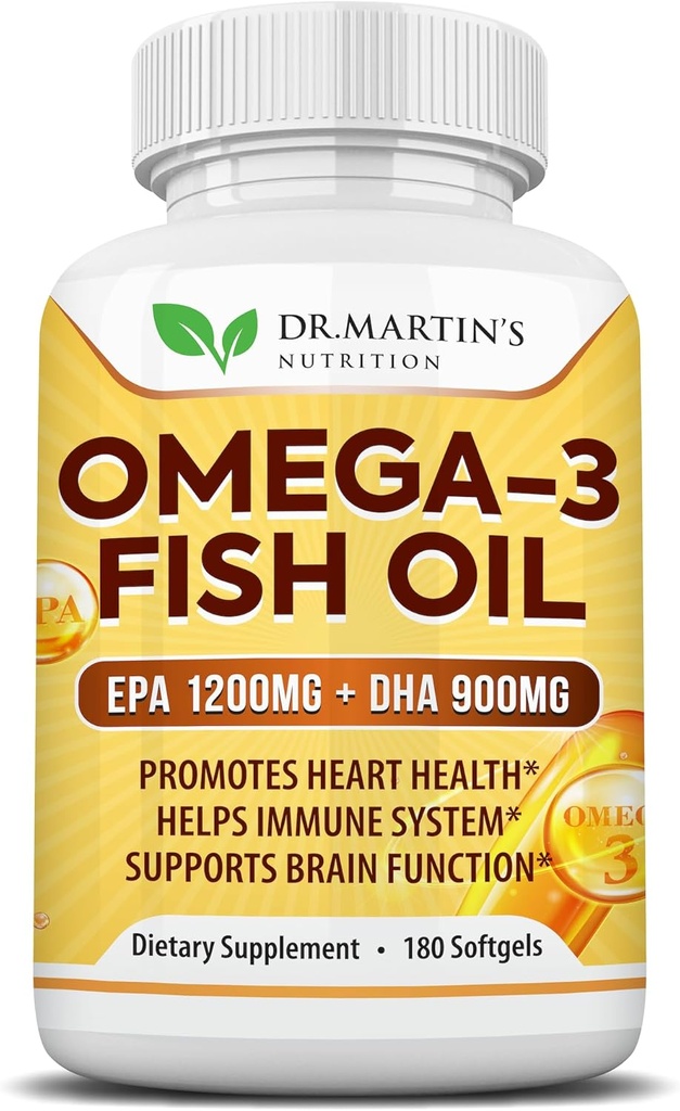 Omega 3 Fish Oil 3750mg Triple Strength MSD 124; EPA 1200mg + DHA 900mg Fedtsyrer MSD 124; Fish Oil Omega 3 Supplement MSD 124; fremmer sundt hjerte, immunsystem, øjne, hud & hjerne funktion MSD 124; 180 Burpless Softels