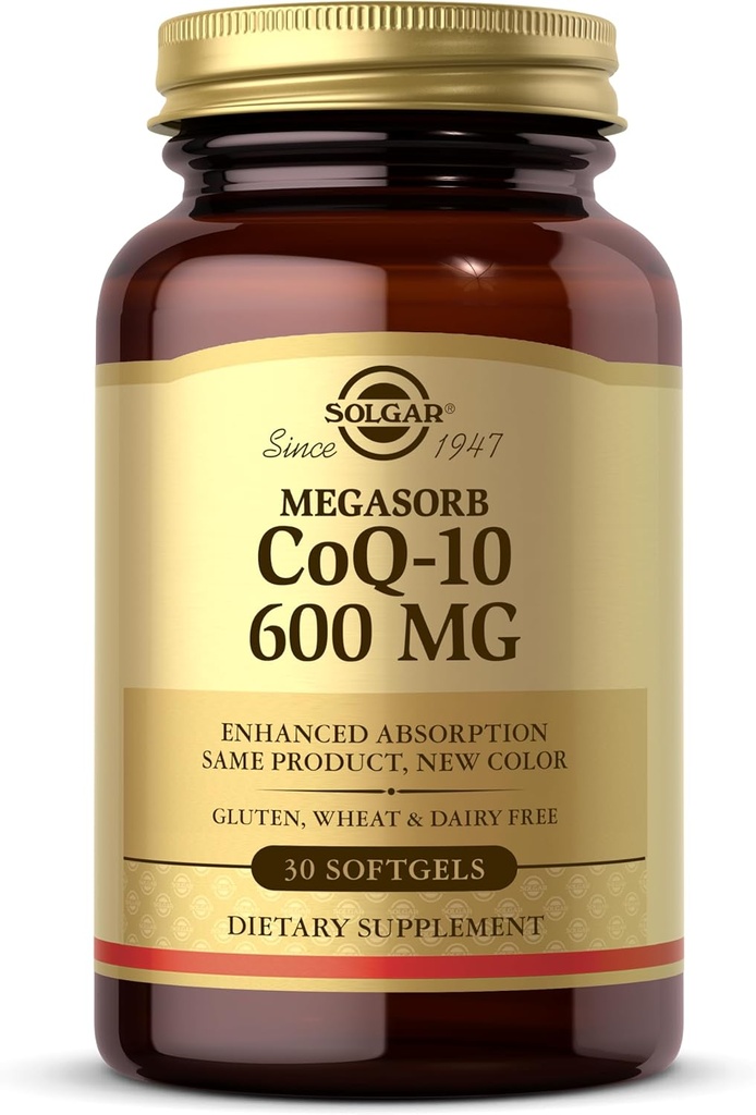 Solgar Megasorb CoQ- 10 600 mg, 30 Softgels - fremmer nervesystem sundhed - Coenzym Q10 Supplement - Forbedret absorption - Gluten Free, Dairy Free - 30 Serveringer