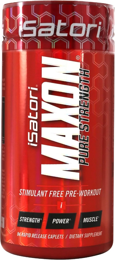 iSatori Maxon Stim Free Pre Workout Tablets, Pure Strength & Performance Formel med Kre- Alkalyn Creatin, Fenugreek, Agmapure & ElevatP, Koffein Free Pre Workout for Mænd, 84 Tablets