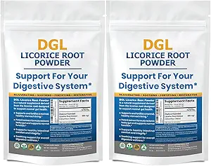 DGL Lakrids Supplement: Understøtter fordøjelsessygdomme, Gut Lining Support, DGL pulver til wellness, Lakrids Root Extract Powder, 140 Servere (2 - Pack)