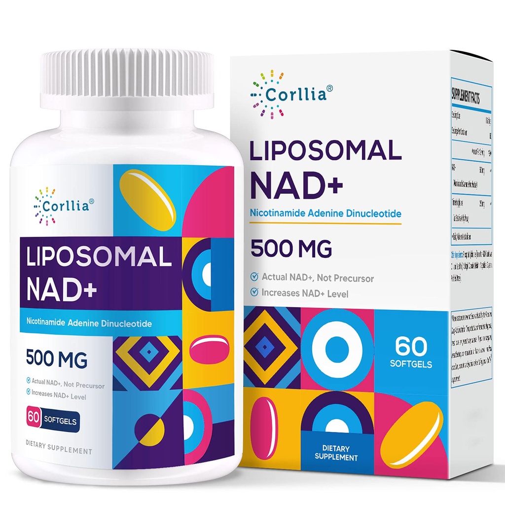 Liposomal NAD + 500 mg med TMG 250 mg Softgel, Nicotinamid Riboside Alternativ, Faktisk NAD + Supplement, 60 Tjenester