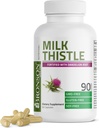 Bronson Milk Thistle Silymarin Marianum & Mælkebøtte Root Lever Health Support, Antioxidant Support, Detox, 90 Kapsler