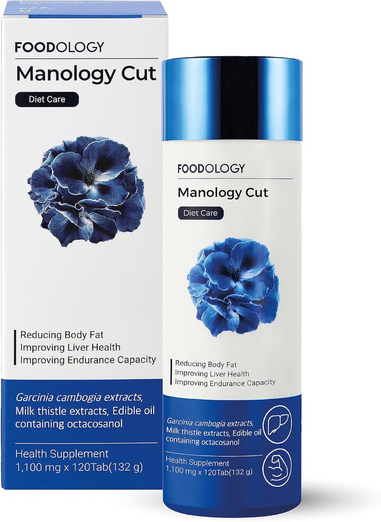 LEVNEDSMIDLER Manologi Cut (pakke med 1-120 tabletter, 60 Servering for 20 dage) - Kropbalance, forbedret Endurance & Lever Health Support. Garcinia Cambogia (HCA), Milk Thistle, Octacosanol.