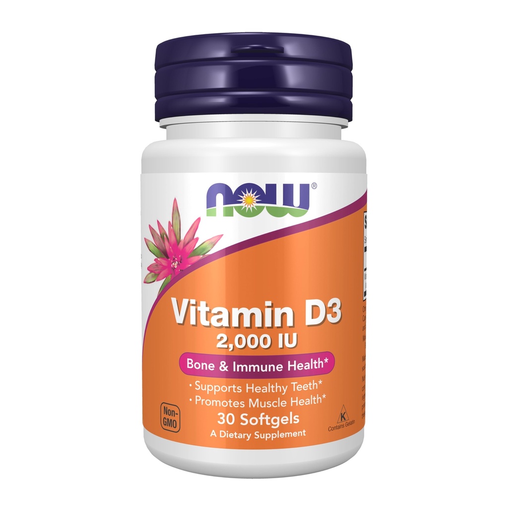 Now Foods Supplements, D3- vitamin 2.000 IE, High Potency, Structural Support *, 30 Softgels
