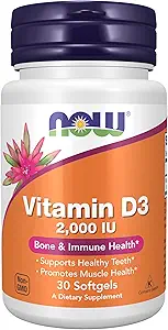 Now Foods Supplements, D3- vitamin 2.000 IE, High Potency, Structural Support *, 30 Softgels