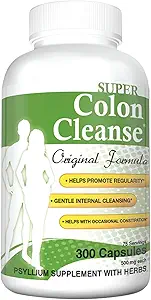 Sundhed Plus Super Colon Cleanse Original Formel (1990- 2025), 300 kapsler, 6 Cleanses - fordøjelsesstøtte, Forstoppelse Relief med Psyllium Husk og Senna Leaf